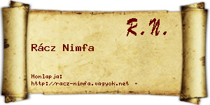 Rácz Nimfa névjegykártya