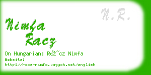 nimfa racz business card